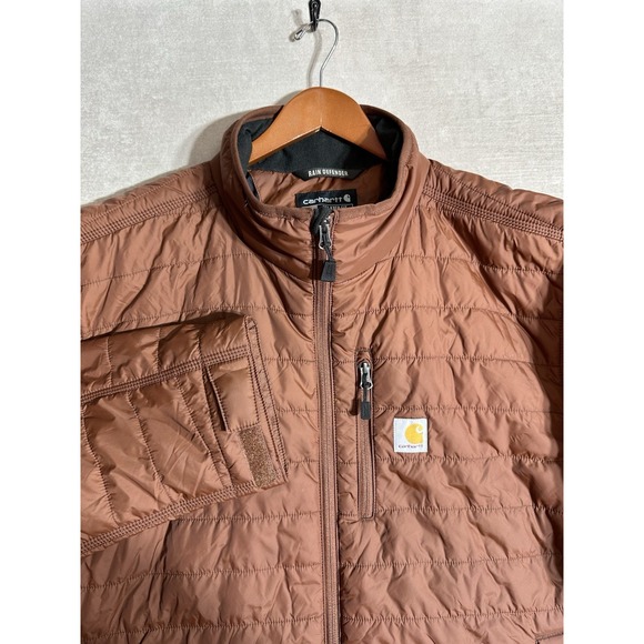 EUC Carhartt Rain Defender Jacket Insulated Lightweight Relaxed Fit Brown 2XL - Picture 1 of 7